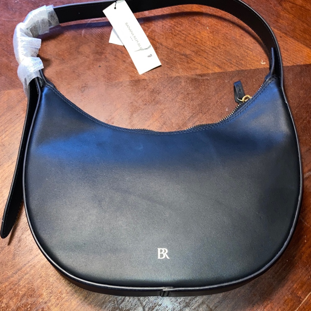 Banana Republic Midnight Black Leather Hobo Bag
